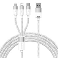 Kabel 3 v 1 Baseus StarSpeed USB, USB-C + micro USB + Lightning, 3,5 A, 1,2 m (bílý) 040527