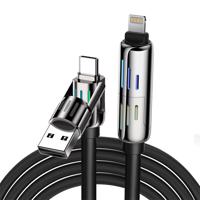 Kabel 4 v 1 USB-C/USB-A na USB-C/lightning Blitzwolf BW-HDC6 1,2 m 240W RGB (černý)