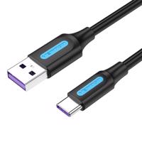 Kabel USB 2.0 A na USB-C Vention CORBI 5A 3m černý PVC