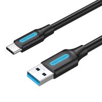 Kabel USB 3.0 A na USB-C Vention COZBH 2m černý PVC kabel