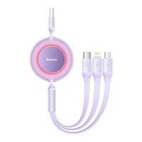 Kabel USB 3 v 1 Baseus Bright Mirror 3, micro USB / Lightning / USB-C, 66W / 2A, 1,1 m (fialový) 035039