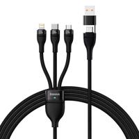 Kabel USB 3 v 1 Baseus Flash Series 2, USB-C + micro USB + Lightning, 100 W, 1,2 m (černý) 034552