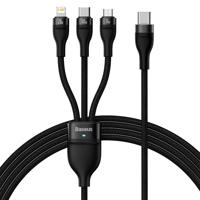 Kabel USB 3 v 1 Baseus Flash Series 2, USB-C + micro USB + Lightning, 100 W, 1,5 m (černý) 034555