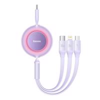 Kabel USB-C 3 v 1 Baseus Bright Mirror 4, micro USB / Lightning / USB-C, 100 W / 3,5 A, 1,1 m (fialový) 035021