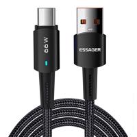 Kabel USB na USB-C, Essager, EXCT-CGA01, 66W, 2m (černý) 066665