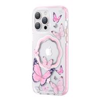 Kingxbar Butterfly Series magnetické pouzdro pro iPhone 14 Plus MagSafe butterfly case růžové 6959003508508