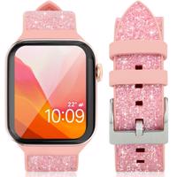 Kingxbar Crystal Fabric Band náramek řemínek pro Watch 6 / SE / 5 / 4 / 3 / 2 (40mm / 38mm) silikonový řemínek křišťálový pásek růžový 6959003518170