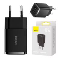 Kompaktní rychlonabíječka Baseus, 2x USB, 10,5 W (černá) 033912 033912