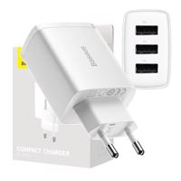 Kompaktní rychlonabíječka Baseus, 3x USB, 17 W (bílá) 033899 033899