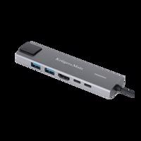 Krüger&Matz Adaptér (HUB) USB typu C na HDMI/2x USB3.0/2x USB typu C/RJ45