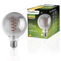 LED žárovka dekorační E27 G95 6W = 50W 420lm 2200K Teplá bílá 360° Filament LUMILED GLOBE Kouřová