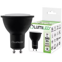 LED žárovka LED GU10 6W = 60W 580lm 4000K Neutrální bílá 120° černá LUMILED