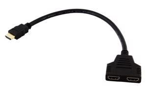 LED21 AK316 KABEL ROZBOČOVAČ HDMI-2 X HDMI 2M GOLD 2 FILTRY, 30cm