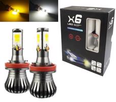 LED21 LED auto žárovka LED COB H9 H11 DUAL COLOR JDM 50W s chladičem 12000lm 12V ILH9H11JDM