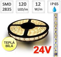 LED21 LED pásek 24V 120ks/m 2835 12W/m voděodolný-termokokon 1m, Teplá bílá LUX08330e