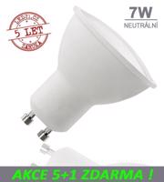 LED21 LED žárovka 7W GU10 500lm Neutrální bílá, 5+1 ZDARMA