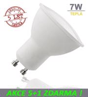 LED21 LED žárovka 7W GU10 500lm Teplá bílá, 5+1 ZDARMA