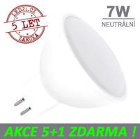 LED21 LED žárovka 7W GU5.3 500lm 12V DC Neutrální bílá, 5+1 ZDARMA