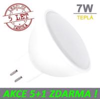 LED21 LED žárovka 7W GU5.3 500lm 12V DC Teplá bílá, 5+1 ZDARMA