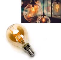 LED21 LED žárovka E14 G45 4W 4xCOB Filament 400lm AMBER, ULTRA TEPLÁ BÍLÁ