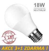 LED21 LED žárovka E27 18W SMD2835 1820 lm CCD Neutrální bílá, 3+1 Zdarma