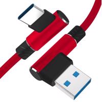 LED21 Rohový USB kabel A/M - USB C/M 2m, Quick charge 3.0 2.4A, červený AM30-2M-Type-C-Red