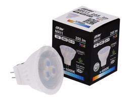 Ledin LED žárovka 3W 10-14V AC/DC SMD2835 GU5,3/MR11 255lm STUDENÁ BÍLÁ