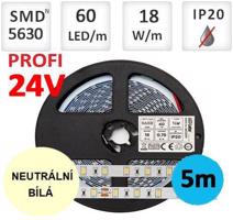 LEDLabs LED pásek 18W/m PRO 3Y 24V 60 LED/m 5630 SMD neutrální bílá WI-3Y24V18NW20