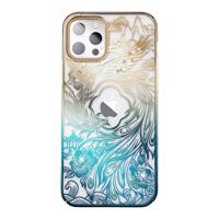 Luxusní pouzdro na iPhone 14 Pro s krystaly Kingxbar Phoenix - zlaté a modré 6959003508010