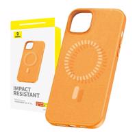 Magnetické pouzdro pro iPhone 15 Baseus Fauxther Series (oranžové) 054866