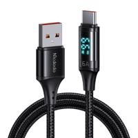 Mcdodo CA-1080 Kabel USB na USB-C s displejem, 66W, 6A, 1,2 m (černý)