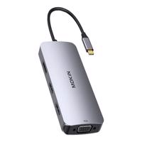 MOKiN USB-C VGA+2xHDMI 8 v 1 HUB (stříbrný)