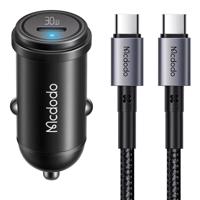 Nabíječka do auta McDodo CC-7493 s displejem, USB-C, 5A, 65W + kabel USB-C 1m 100W (černá)