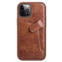 Nillkin Aoge Leather Case flexibilní pancéřované pouzdro z pravé kůže s kapsou iPhone 12 mini hnědé 6902048206458