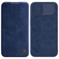 Nillkin Qin Leather Pro Case iPhone 14 Plus kryt fotoaparátu pouzdro flip kryt modrý 6902048249004