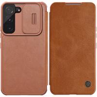 Nillkin Qin Leather Pro pouzdro pro Samsung Galaxy S22+ (S22 Plus) kryt fotoaparátu pouzdro flipové pouzdro hnědé 6902048235540