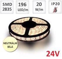 Optonica LED pásek 24V 5m 196ks 2835 20W/m,  Neutrální bílá ST4422