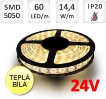 Optonica LED pásek 24V 5m 60ks 5050 14.4W/m silikon TEPLÁ BÍLÁ ST4855