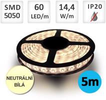 Optonica LED pásek 5m 14,4W/m 60ks/m 5050 Neutrální bílá ST4827