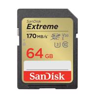 Paměťová karta SANDISK EXTREME SDXC 64GB 170/80 MB/s UHS-I U3 (SDSDXV2-064G-GNCIN)