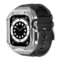 Pancéřové pouzdro Kingxbar CYF140 2 v 1 pro Apple Watch SE, 6, 5, 4 (44 mm) z nerezové oceli s řemínkem stříbrné barvy 6959003507884