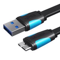 Plochý kabel USB 3.0 A na Micro B Vention VAS-A12-B025 0,25 m černý