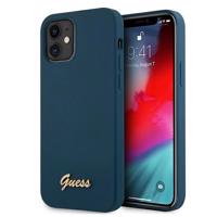 Pouzdro Guess Metal Logo Script pro iPhone 12 mini - modré 3700740494608