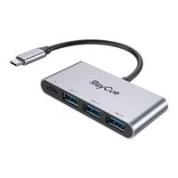 Rozbočovač 4v1 RayCue USB-C na 3x USB-A 3.0 5Gb/s + PD 3.0 100W (šedý) 060167