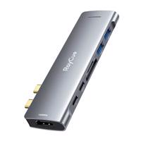 Rozbočovač 7v2 RayCue USB-C na 2x USB-A 3.0 5Gb/s + SD/TF 3.0 + USB-C+ HDMI 4K30Hz (šedý) 060169