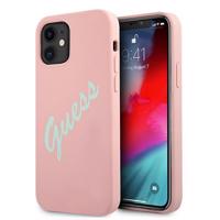 Silikonové pouzdro Guess Vintage pro iPhone 12 mini - růžové a zelené 3700740495186