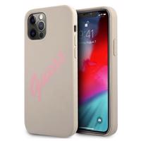 Silikonové pouzdro Guess Vintage pro iPhone 12 Pro Max - šedé a růžové 3700740495261