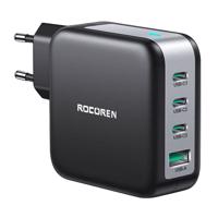 Síťová nabíječka Rocoren 3x USB-C, 1x USB, Power Delivery 3.0, GaN, 100W (černá)