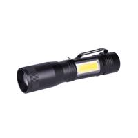 Solight LED kovová svítilna, 150 +60lm, 3W + COB, AA, černá