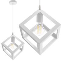 Svítidlo závěsné TALUS geometrická čtvercová pro LED Bílá 1x E27 LUMILED LUMILA0101